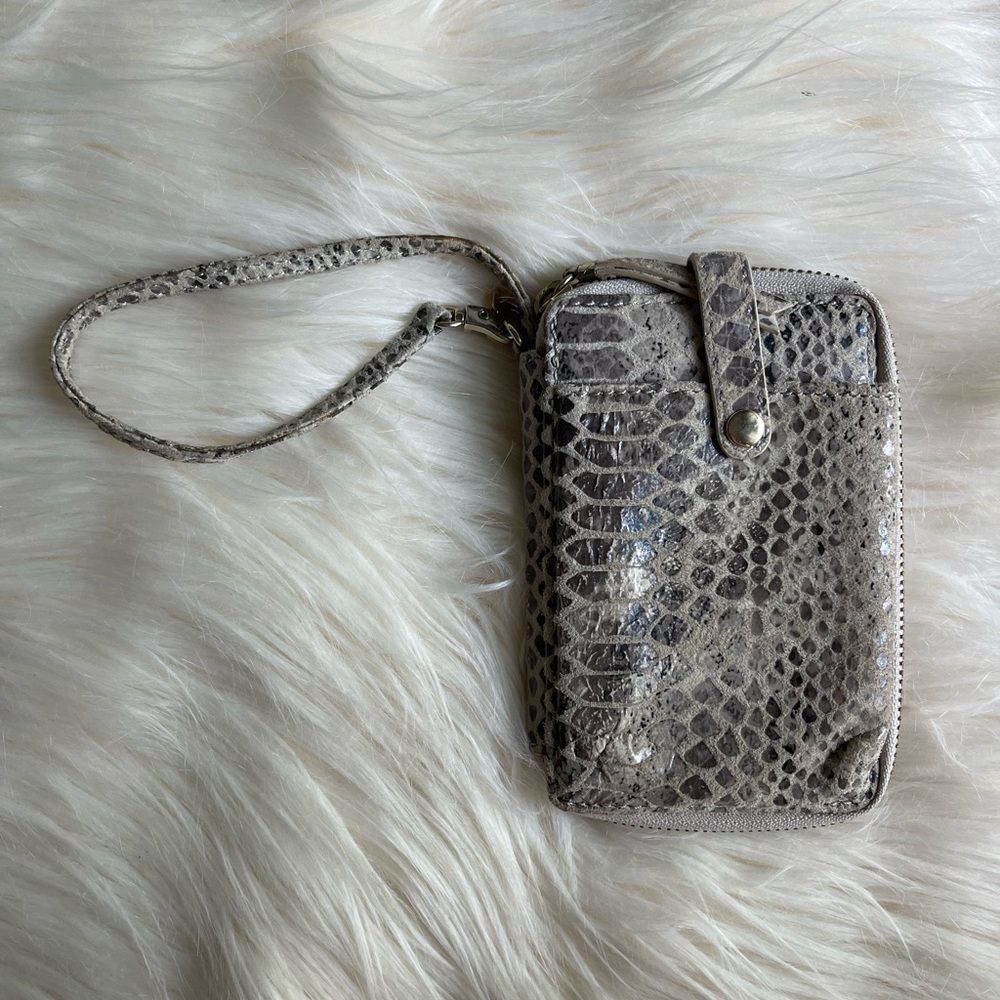 Elliot Lucca Snake Skin Pattern Travel Wallet with Exterior Pouch and Wristlet